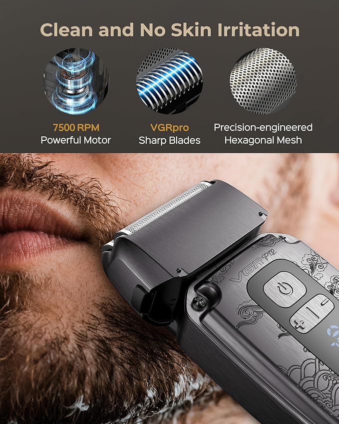 VGRPRO Hair Clippers for Men, Beard Trimmer, Foil Shaver 3-in-1 Clipper Set