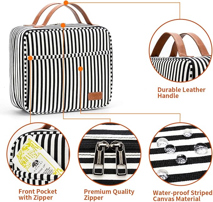 Bosidu Hanging Travel Toiletry Bag, Large Capacity Cosmetic Travel Toiletry Organizer for Women with 4 Compartments & 1 Sturdy Hook, Perfect for Daily Use/Christmas