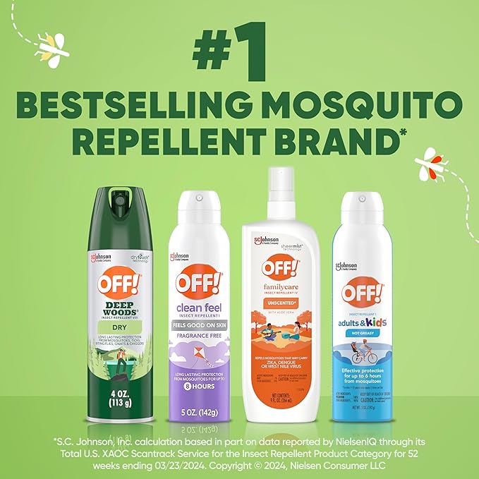 OFF! Deep Woods Insect Repellent Aerosol, Dry, Non-Greasy Formula, Bug Spray with Long Lasting Protection from Mosquitoes and Ticks, 4 Oz, (Pack of 4)