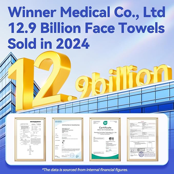 Winner XL Disposable Face Towels, 100% Cotton, 220 Count (Pack of 4)