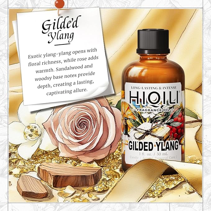 HIQILI Gilded Ylang Fragrance Oil for Diffuser, Candle & Perfume Making