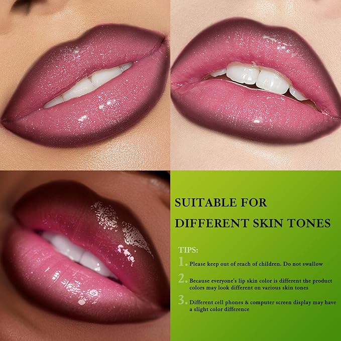 Wugbc Brown Lip Liner & Pink Lip Gloss Set Moisturizing Lip Kit, Smooth Dark Brown Lip Liner Pencil Hydrating Lip Tinted Oil Non Sticky Lip Click Balm Lightweight Long Lasting Daily Lip Care for Women