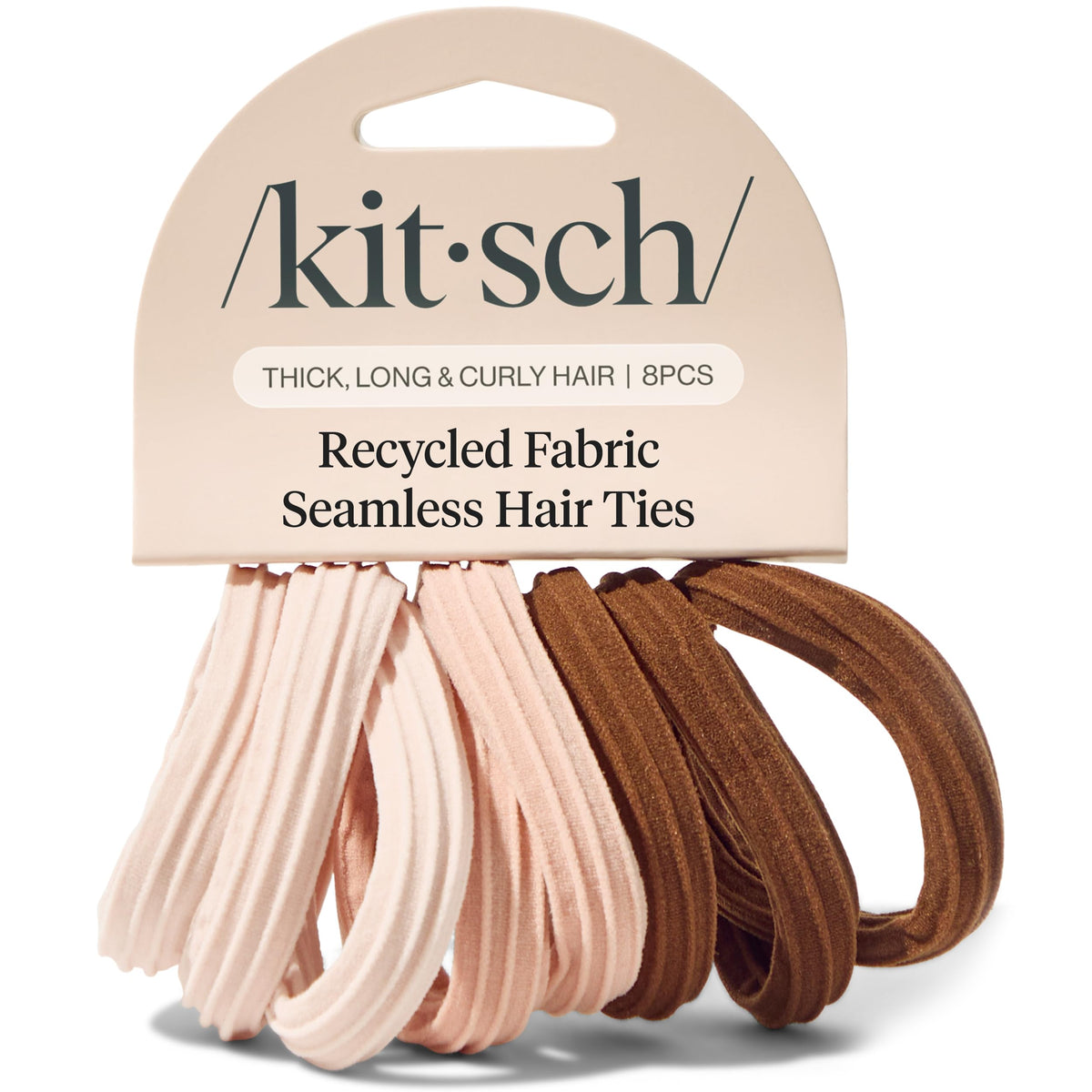 Kitsch Elastic Hair Ties No Damage | Stretchable Hair Bands - Black, 6pcs