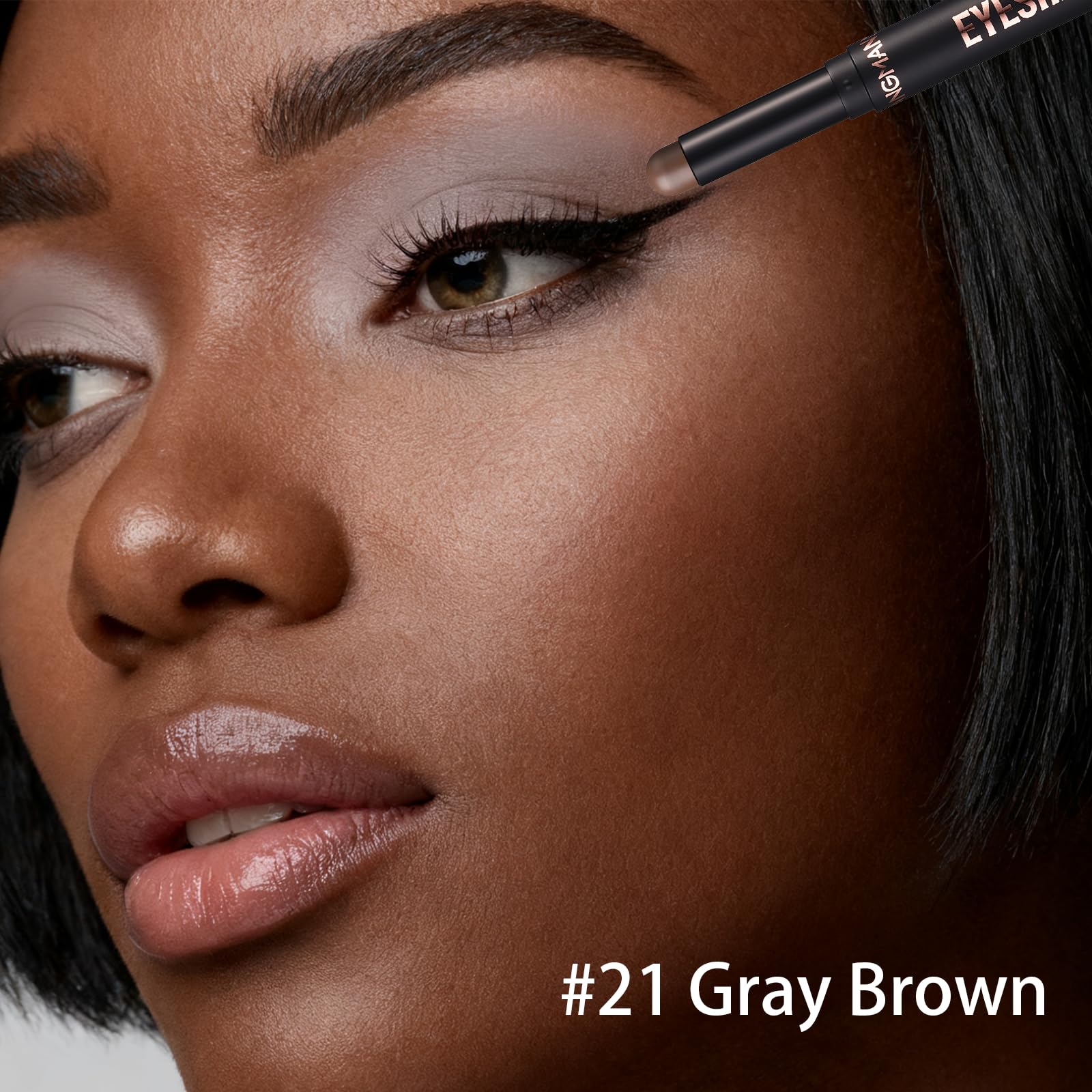 Euphily Matte Cream Eyeshadow Stick, Waterproof Eye Shadow Stick, Long-Lasting and Blendable High Pigmented Single Eyeliner Makeup for Women, 21 Gray Brown