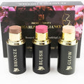 Cream Contour Stick Set – Blush, Bronzer & Highlighter Trio | Hydrating, Buildable, High-Pigment Makeup with Shea Butter & Vitamin E | Phoenix Beauty Gift Set (Twilight, Regular Trio)