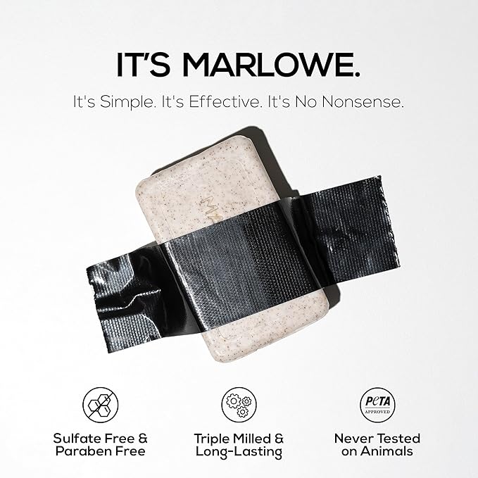 MARLOWE. Body Scrub Soap, Exfoliating Soap Bar, Santal, 7 oz (3 Bars)