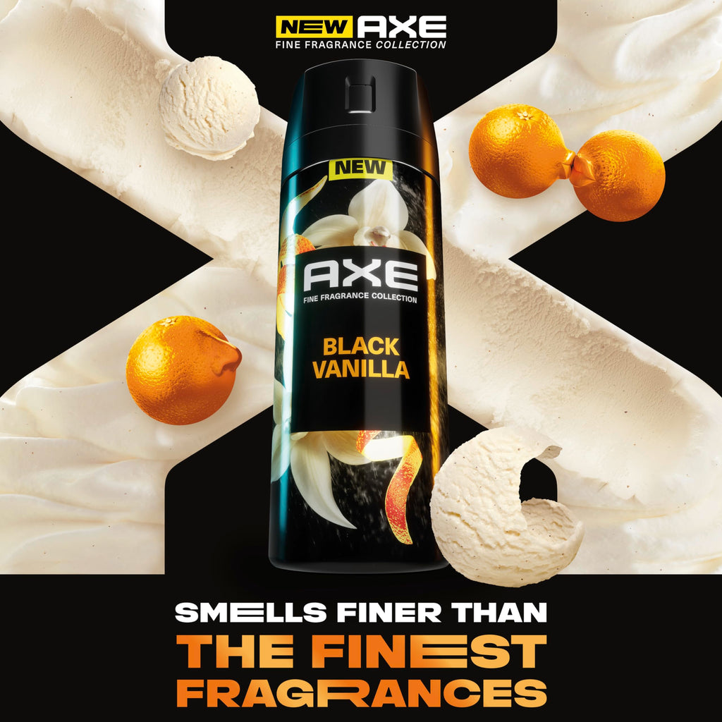 AXE Aluminium-Free Deodorant Body Spray, Travel Size, Black Vanilla 1 Pack, 72 Hour Odor Protection, Orange + Sandalwood, 1 Oz Each