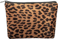 AGBIADD Makeup Bag For Women - Soft and Warm Material Cosmetic Bags Leopard Print Design Ladies Tote Bag,Women's Pencil Case Makeup Organizer with Zipper (Brown)