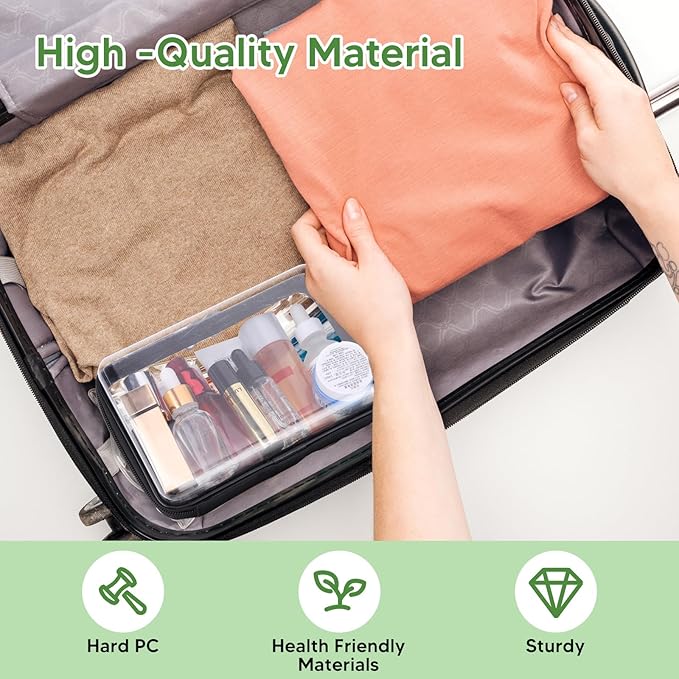 DEXLALA 2 Pack Zippered Hard Pouch Double,Portable Waterproof Cosmetic Bag with Zipper,Toy Storage Organizer Bins,Hard Plastic Case, Clear Zipper Bags for Organizing,Pencil Case, transparent