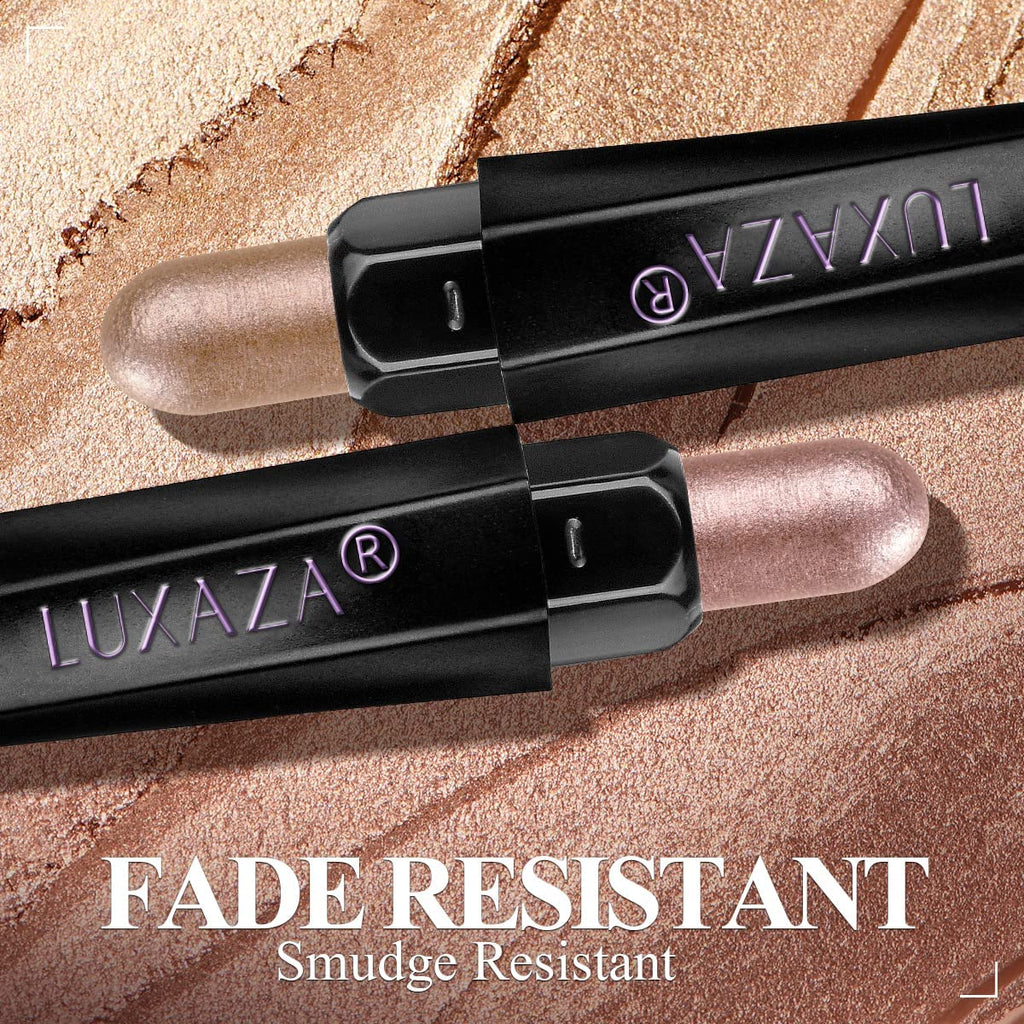 LUXAZA 6PCS Eyeshadow Stick Makeup Sets, Waterproof Champagne Shadow Stick,Metallic And Matte Shimmer Eye Shadow Pencil,Pink Eye Brightener Stick Pencil Crayon, B06-Pink Ocean