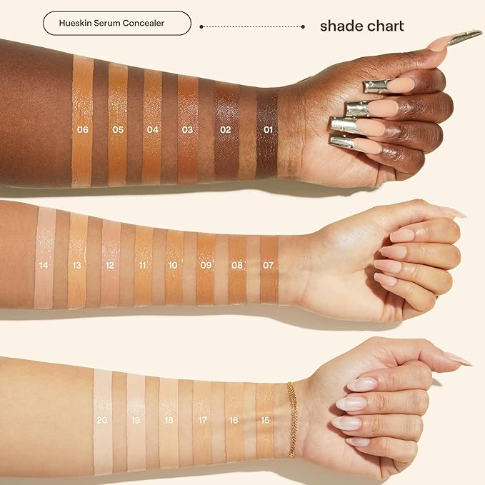 Live Tinted Hueskin Serum Concealer - Medium-to-Full Coverage Concealer with Niacinamide, & Hyaluronic Acid for Dark Circles, Fine Lines & Wrinkles, Buildable Long-Lasting Formula, 0.35 oz Shade 20