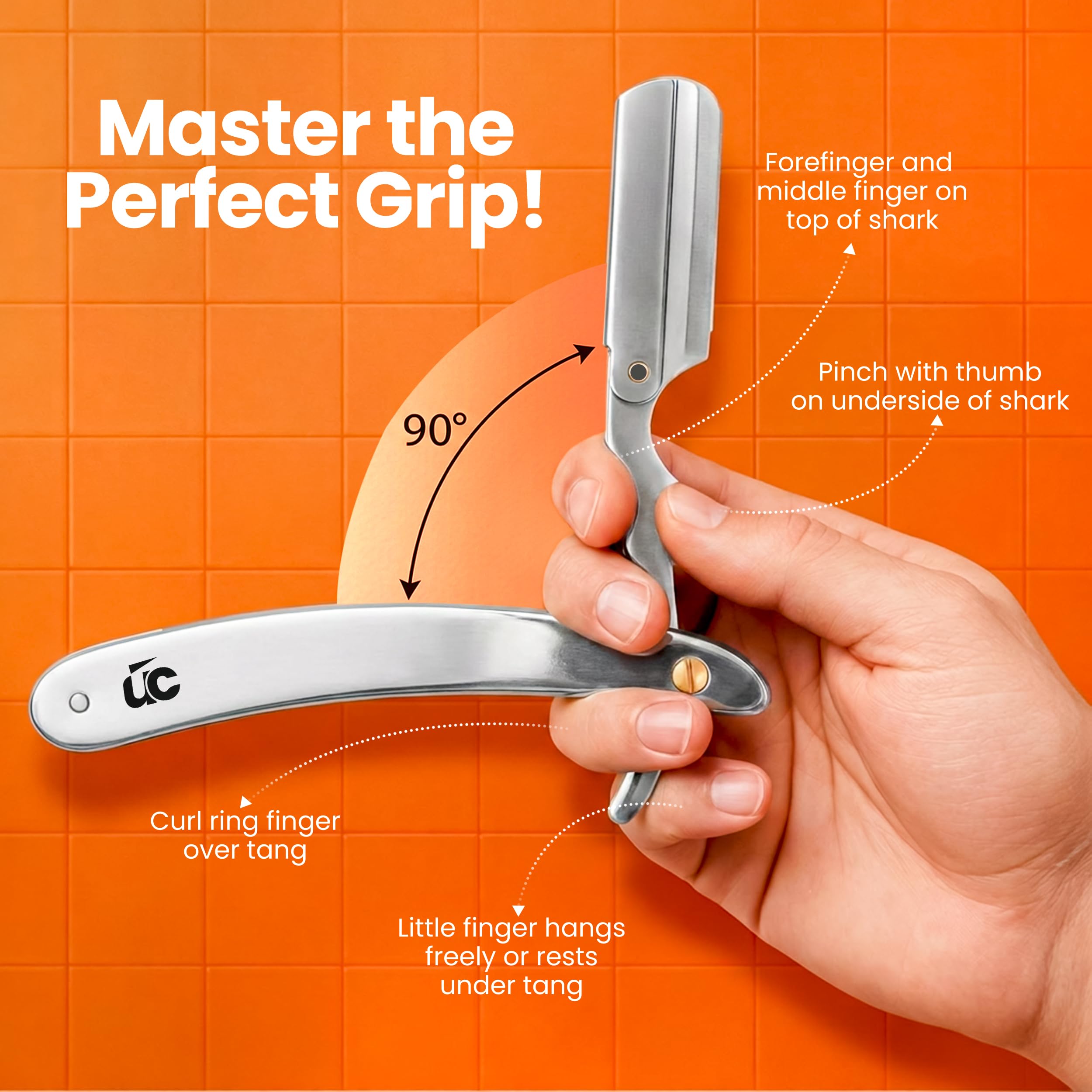 Utopia Care Professional Straight Razor for Men, Barber Straight Edge Razor Safety with 100 Pack Blades, Silver