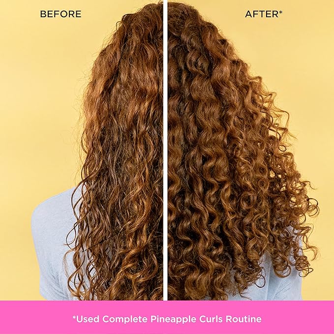 Pacifica Pineapple Swirl Curl Defining Cream – Bounce, Frizz Control & Curl Enhancer Styling Cream for Curly Hair & Wavy Hair – Coconut Oil & Hyaluronic Acid For No-Crunch Hold – Cruelty-Free – 4-oz