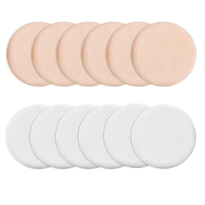 Sibba Cosmetics Makeup Sponge 12 PCS Fluffy Make Up Foundation Applicator Face Blending Setting Pads Matte Loose Powder Body Paint Wet Dry Application Brushes (white/skin color)