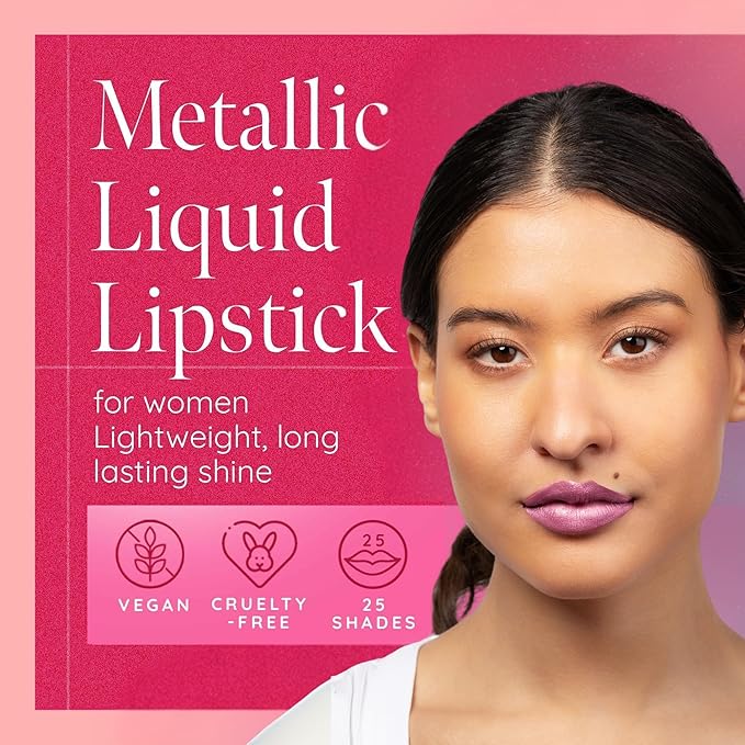 Aromi Cotton Candy Metallic Matte Liquid Lipstick - Rosy Pink Shade