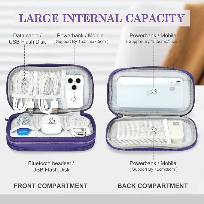 FYY Electronic Organizer, Travel Tech Pouch Bag Cable Organizer Dark Purple