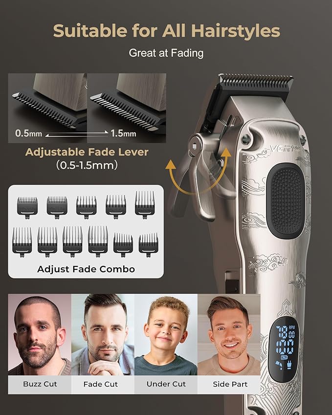 VGRPRO Hair Clippers for Men Professional, Cordless Clipper and Trimmer Set