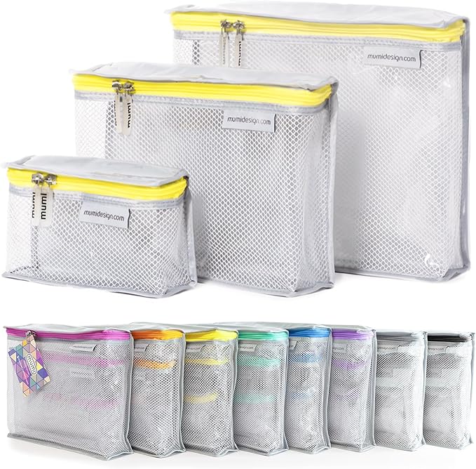 MUMI Travel Toiletry Bag Set of 3 - Clear TSA Approved, Yellow