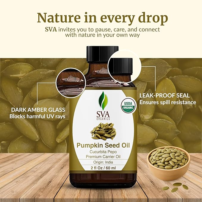 SVA Organic Pumpkin Seed Carrier Oil with Dropper, 2 Fl Oz (60 ml)