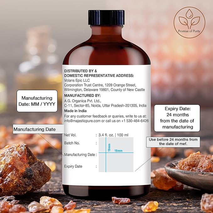 Majestic Pure Frankincense Essential Oil for Diffuser - 3.4 Fl Oz