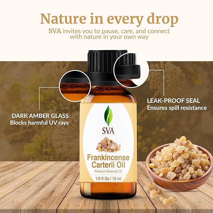 SVA Frankincense Essential Oil in Glass Bottle, 1/3 Fl Oz (10 ml)