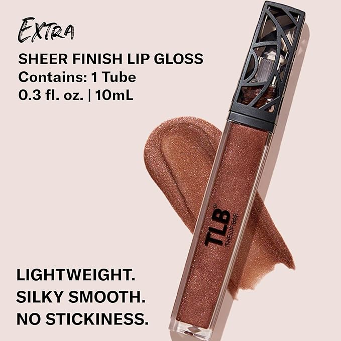 The Lip Bar - Lip Gloss, Extra (Brown Shimmer) - Gloss Up Sheer Finish - Smooth, Not Sticky Formula - Moisturizing Coconut Oil, Olive Oil, Argan Oil & Vitamin E - Vegan & Cruelty Free -.30 fl oz