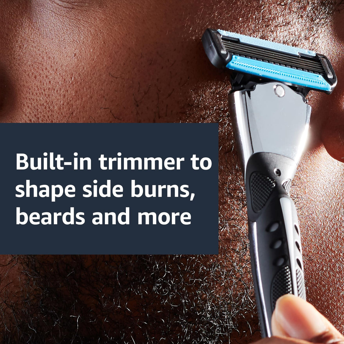 Amazon Basics 5-Blade MotionSphere Men's Razor with Dual Lubrication, Vitamin E, Precision Trimmer, 1 Handle & 16 Cartridges, Black