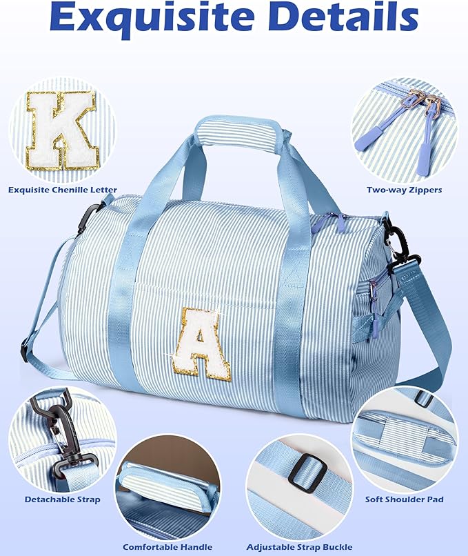 Gifts for 3 4 5 6 7 8 9 Year Old Girl, Girls Travel Duffle Bag, Kids Initial Overnight Bags with Shoe Compartment, Customized Weekender Bag with Makeup Pouch, Cute Birthday Gift (Letter M)