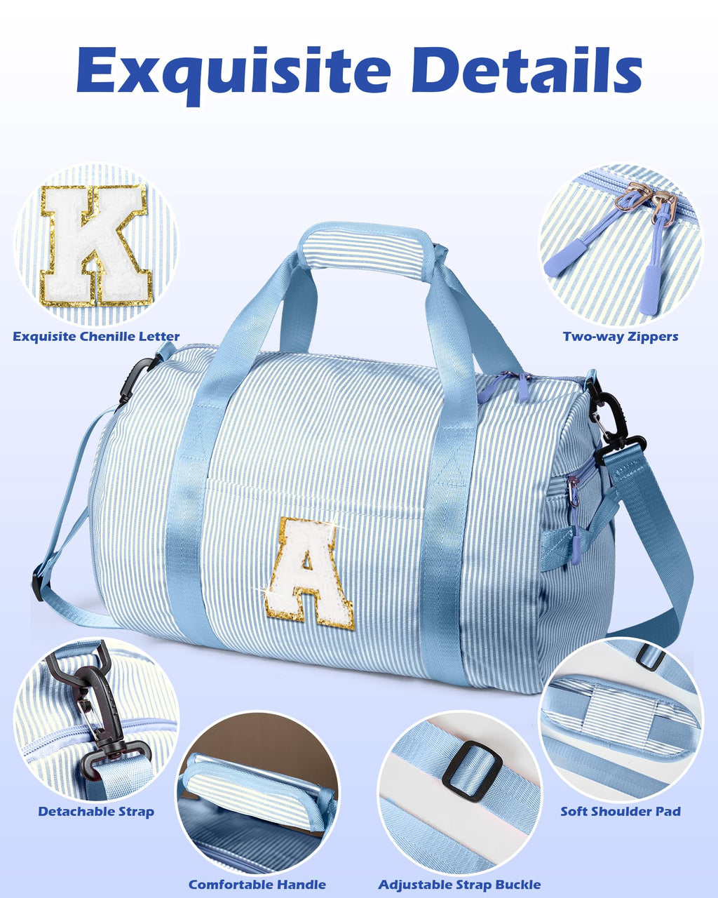 Vogewood Birthday Gift for Daughter, Girls Travel Duffle Bag, Initial Gift