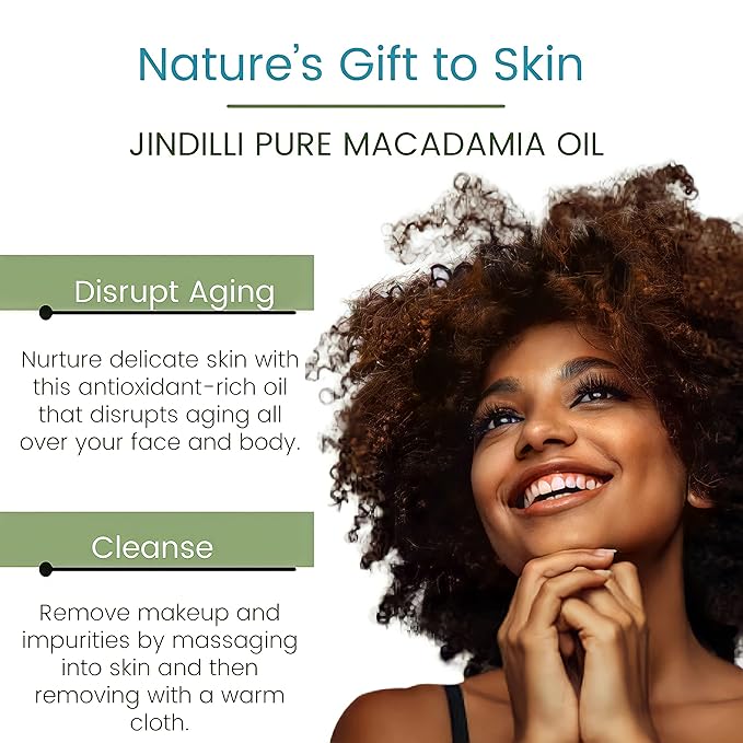 Jindilli - Pure Macadamia Oil | Cold-Pressed, Filtered, All-Natural, Vegan, Non-GMO, Hexane-Free, Cruelty-Free - Multipurpose Moisturizer (7.5 oz)