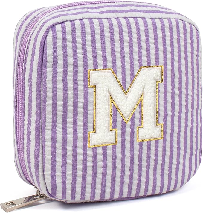 LETGO Purple Cute Travel Makeup Bag - Preppy Makeup Bag Sweet 16 Gifts Sister Girlfriend Gifts Monogram Makeup Bag Make Up Bag Large Cosmetic Bags for Women Friend Graduation Gifts for Her