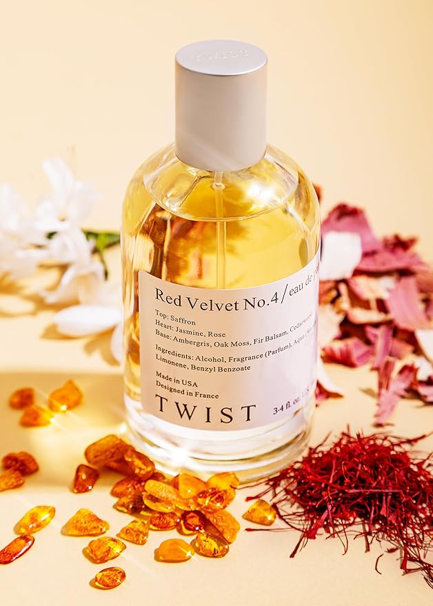 Twist - Red Velvet No. 4 - Eau De Parfum Inspired by MFK Baccarat Rouge 540, Long-Lasting Perfume For Women & Men, Amber & Saffron, Vegan, Clean Ingredients, Unisex - Spray 100 ml | 3.4 fl. oz.