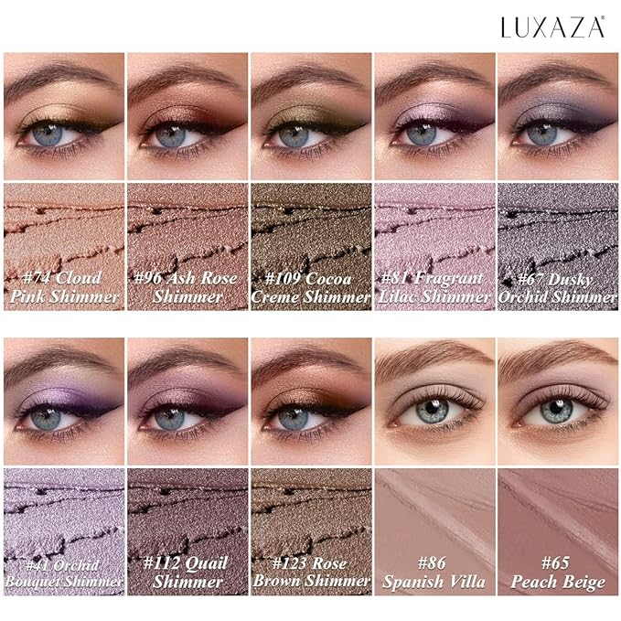 LUXAZA PRO Plum Eyeshadow Stick Makeup Set 10PCS, Neutral Shimmer And Matte Cream Eye Shadow Palette, Metallic Bronze Smoky Eyeliner Brightener Crayon Pencil Kit, Ideal Gift for Women -Lilac Brown