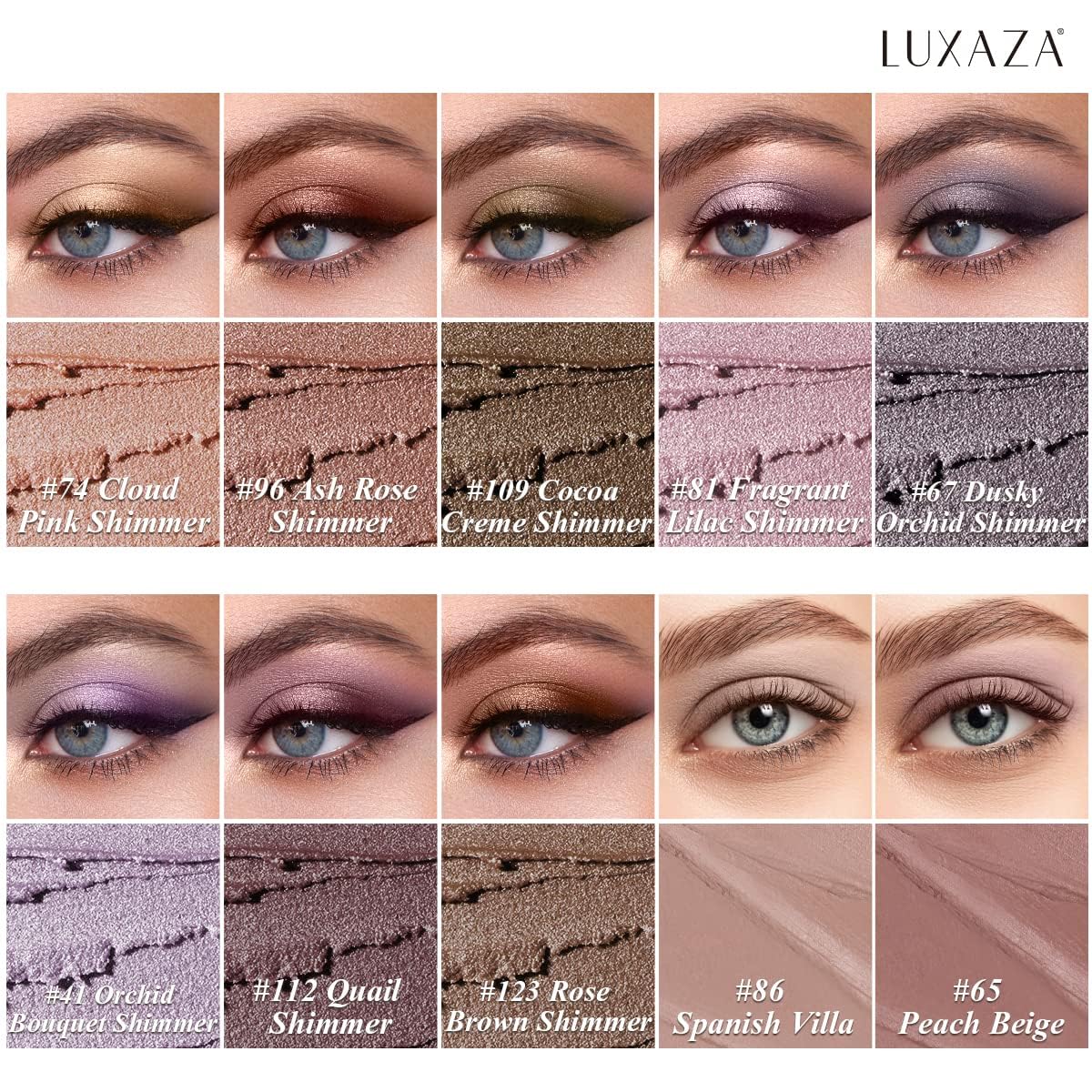 LUXAZA PRO Plum Eyeshadow Stick Makeup Set 10PCS, Neutral Shimmer And Matte Cream Eye Shadow Palette, Metallic Bronze Smoky Eyeliner Brightener Crayon Pencil Kit, Ideal Gift for Women -Lilac Brown