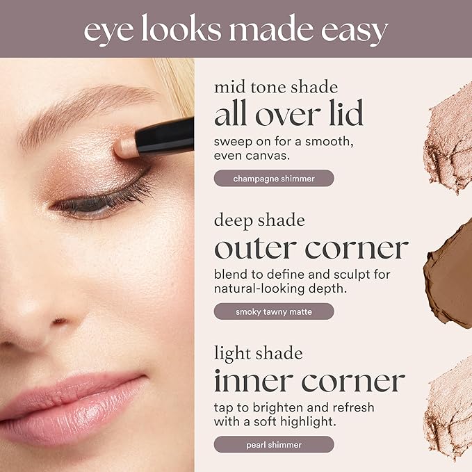 Julep Eyeshadow 101 Cream-to-Powder Waterproof Eyeshadow Stick – Rose Shimmer – Long-Lasting, Buildable, Crease-Proof, Cruelty Free, Shimmer Finish with Built-In Smudger
