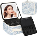 Chomeiu Makeup Bag with LED Mirror, Travel Cosmetic Bag for Women Girls