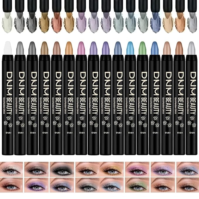 MooGlamor Colorful Shimmer Eyeshadow Eye Shadow Sticks Set (16 Pcs)