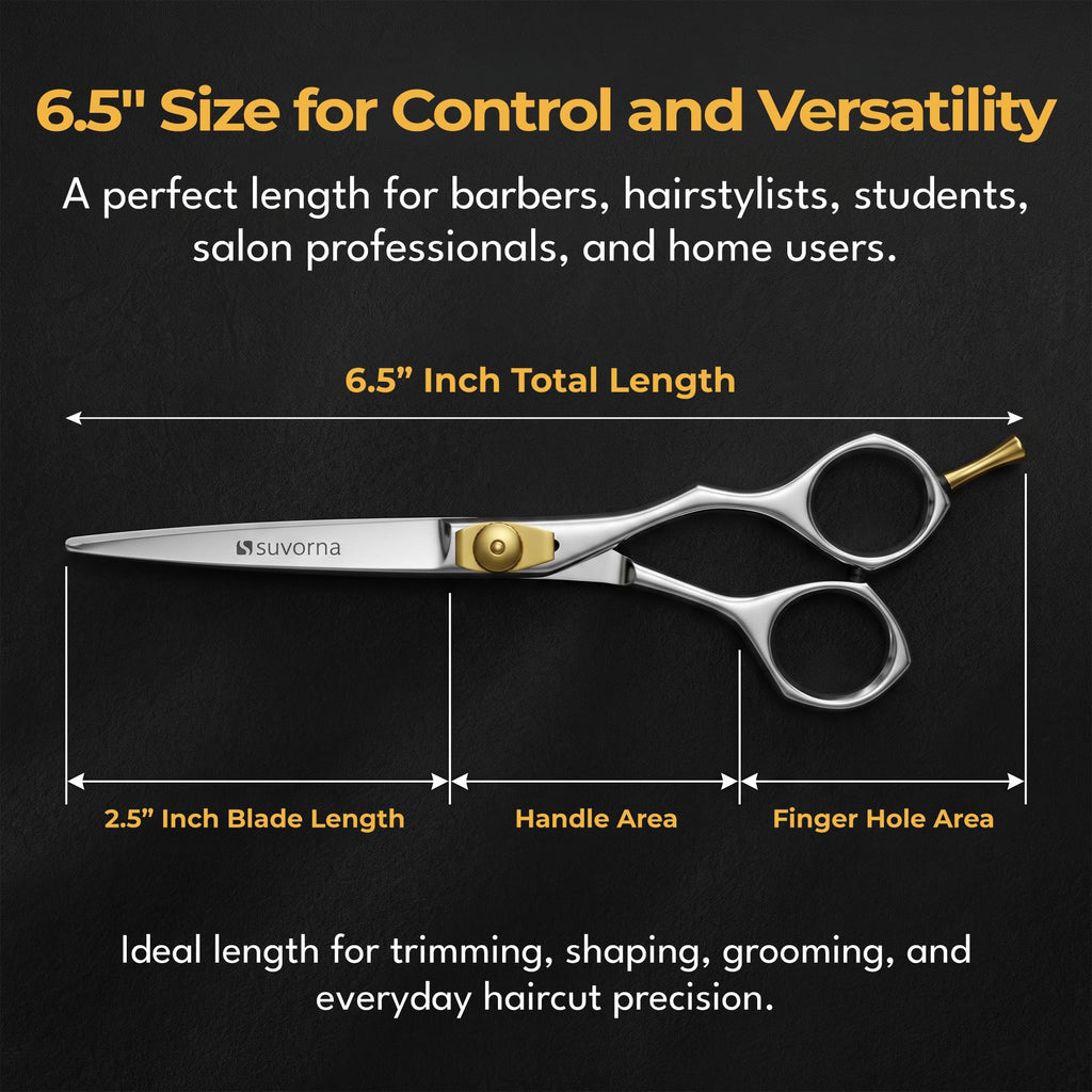Suvorna 6.5" Hair Cutting Scissors for Professionals, Barbers - Hair Shears for Cutting, Trimming, Grooming, Precision - Extremely Sharp Razor Edge - Made With Japanese Stainless Steel for Men, Women.