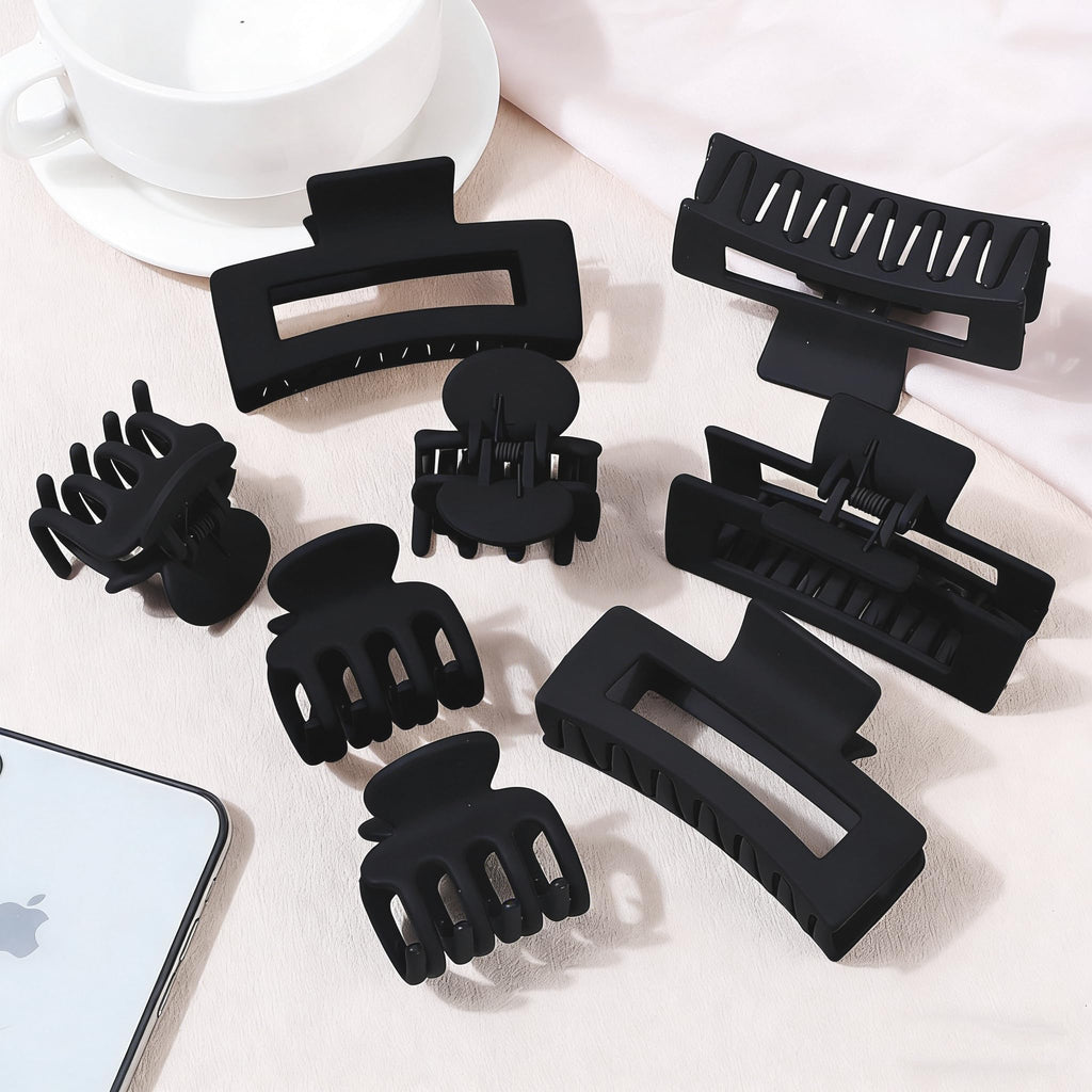 SMKSL Medium Hair Clips for Women 8 Pcs Small Claw for Thin and Thick Hair 2 Styles Clips for Hair Combination Rectangle Jaw Clips Hair Accessories for Women and Girls (Black)