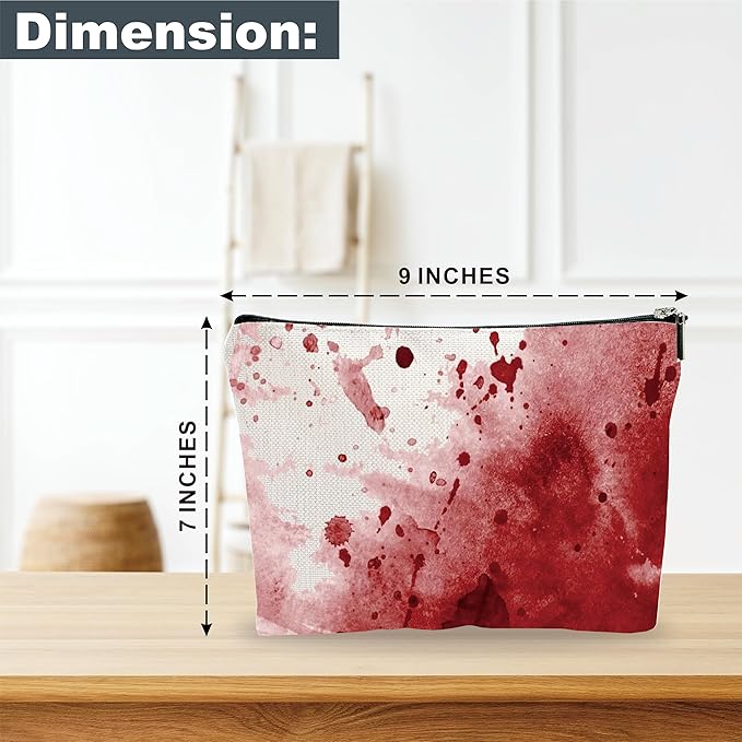 YKYENR Funny Scary Makeup Bag - Simulated Blood Stains - Horror Printing Cosmetic Bag, Toiletry Bag Gift For Girls, Teen, Candy Bag For Halloween， Personal Care & Accessories - A13