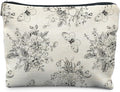 RYYCDOI Vintage Boho Floral Butterfly Makeup Bag, Chinoiserie Black and White Cosmetic Bags for Women, Cottagecore Botanical Butterfly Zipper Makeup Pouch