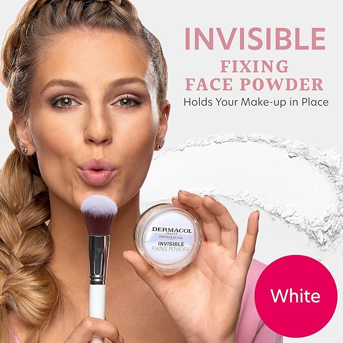 Dermacol Invisible Fixing Powder, Translucent Setting Powder, 0.46oz, White