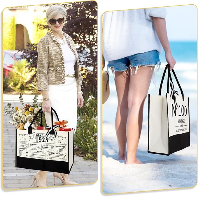 100th Birthday Gift for Women-N°100 Canvas Tote Bag,Makeup Bag,1926 Poster