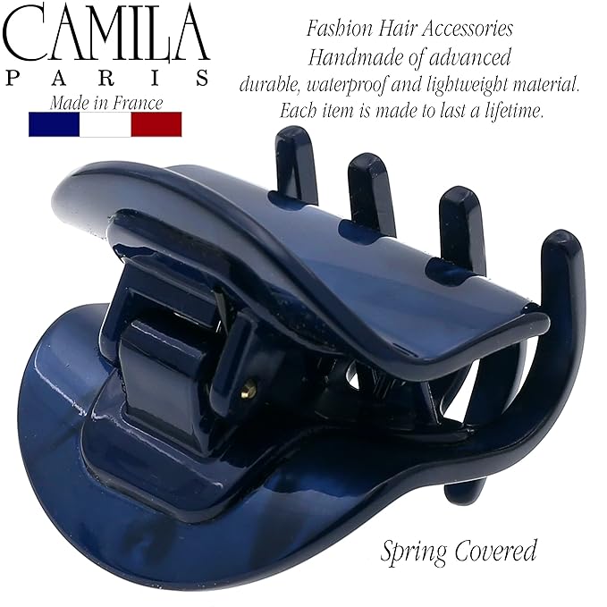 Camila Paris CP3269 French Small Hair Clips for Women, 1.75" Blue Small Claw Clip Fashion Styling Mini Hair Clip Accessories for Women, Strong Hold No Slip Grip Cute Claw Clips, Made in France