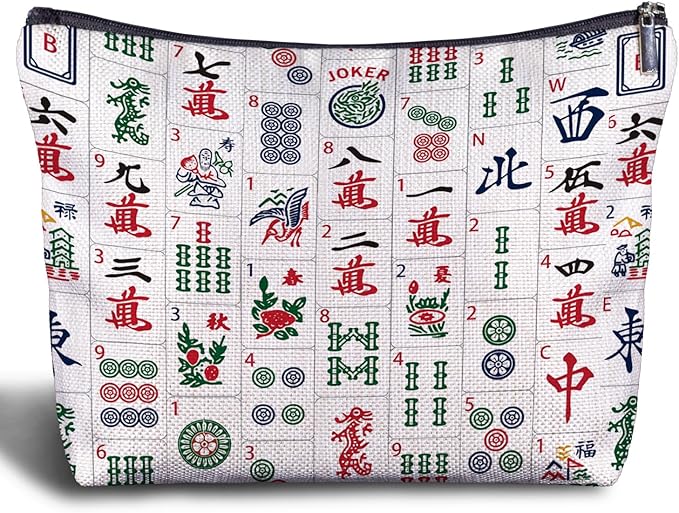 Zomhix Mahjong Gifts for Women, Chinese Mahjong Tile Makeup Bag, Gifts for Mahjong Players Lovers, Mahjong Accessories and Gifts, Mahjong Cosmetic Bag Toiletry Bag for Women