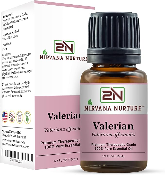Nirvana Nurture Valerian Essential Oil, 100% Pure Undiluted, Aromatherapy Oil for Diffuser, Hair & Skin Care