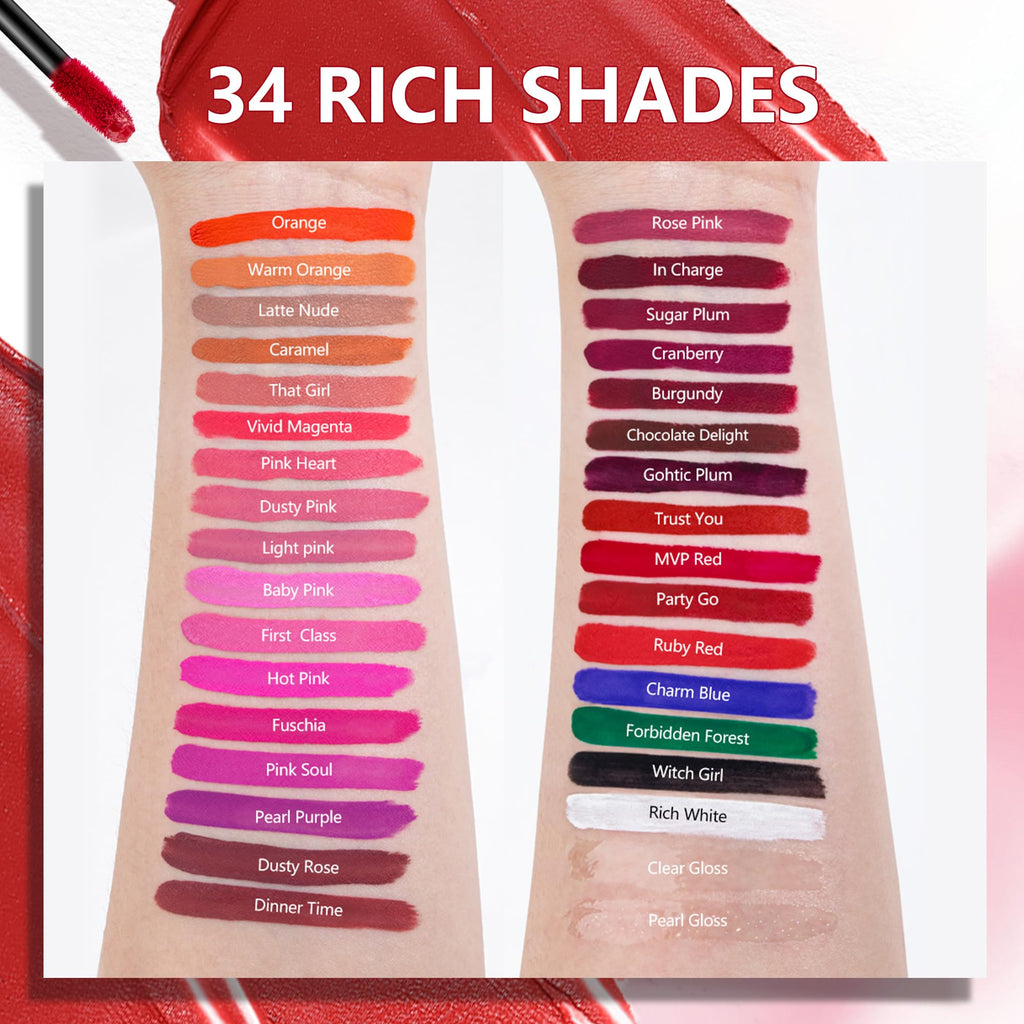 MAKI YIKA 3Pcs Matte Liquid Lipstick Set Red Purple Pink Lipstick Long Lasting