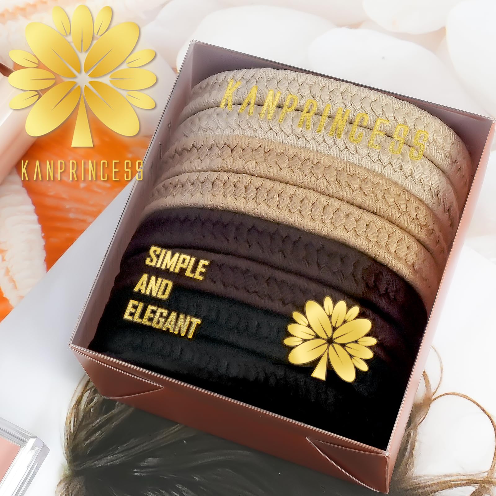 KANPRINCESS 16Pcs Hair Ties For Thick Hair, Strong Stretchy Hair Bands For Women Girls, No Slip Braided Hair Ties No Damage, Ponytail Holders-Exceptionally Secure with Gentle Hold (Set 8)