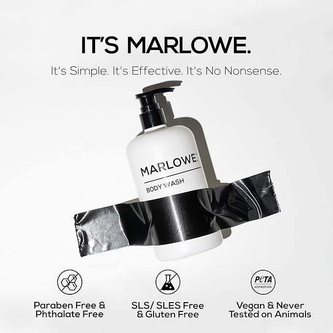 MARLOWE. Men's Body Wash, Refreshing Shower Gel, Santal, 15 oz Pump