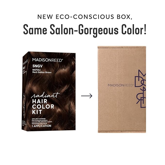 Madison Reed Radiant Hair Color Kit - 5NGV Dark Golden Brown with Warm Tones (Napoli Brown), Permanent Hair Dye, Superior Gray Coverage & Dimensional Color | PPD-Free & Ammonia-Free, 1 Pack